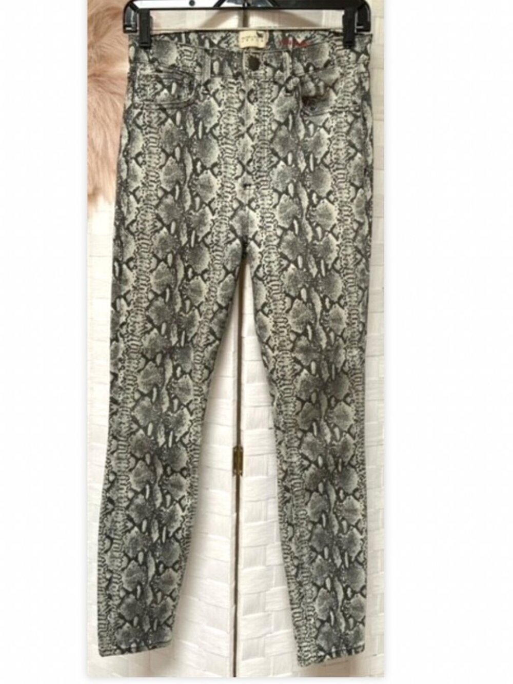 Alice + Olivia Snakeskin Snake Skin Stretch Pocket Jeans Pants Size 27